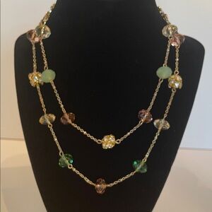 Liz Claiborne Gold and Multicolor Beaded Necklace (Vintage)